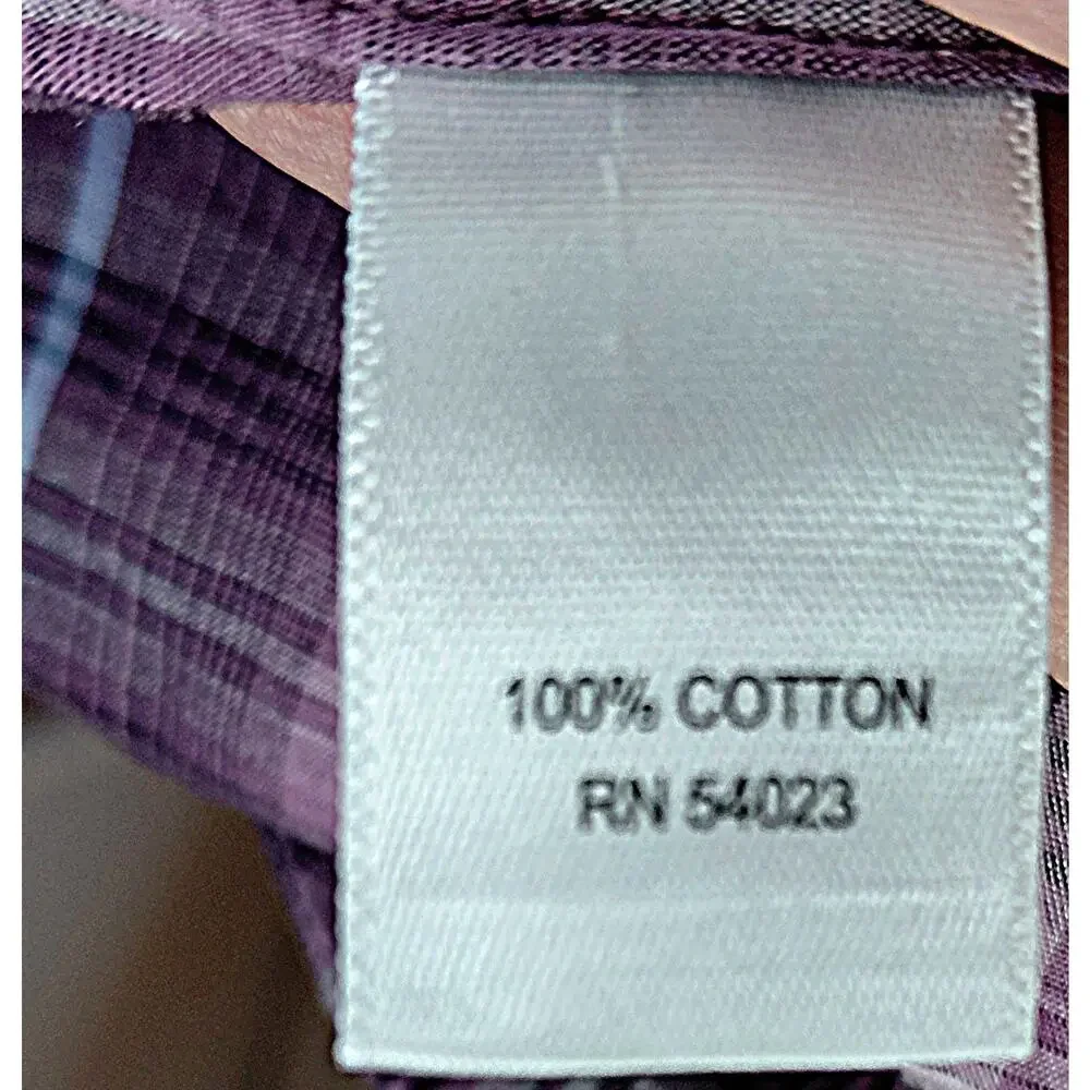 Banana Republic Mens Large Plaid Button Up Shirt 16-16.5 Purple Ombre 100 Cotton